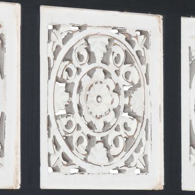 vidaXL Hand-Carved Wall Panel MDF 60x60x1.5 cm Black and White