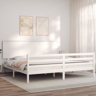 vidaXL Bed Frame without Mattress White Super King Size Solid Wood