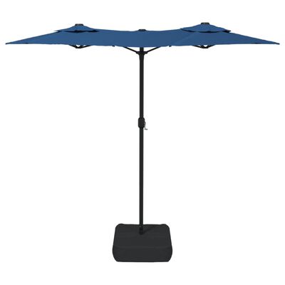 vidaXL Double-Head Garden Parasol with LEDs Azure Blue 316x240 cm