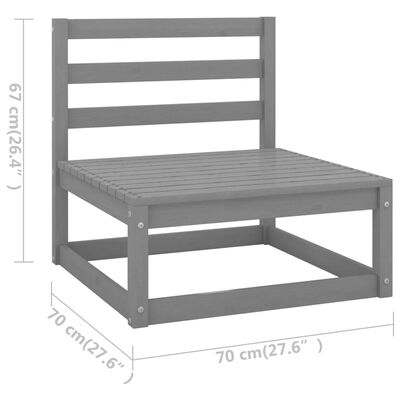 vidaXL 7 Piece Garden Lounge Set Grey Solid Pinewood