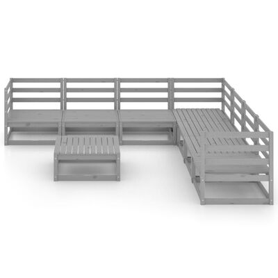 vidaXL 8 Piece Garden Lounge Set Grey Solid Pinewood