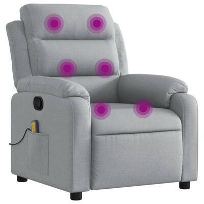 vidaXL Massage Recliner Chair Light Grey Fabric