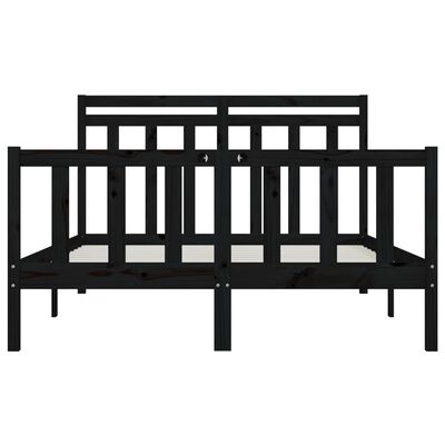 vidaXL Bed Frame without Mattress Black Solid Wood Pine 150x200 cm King Size