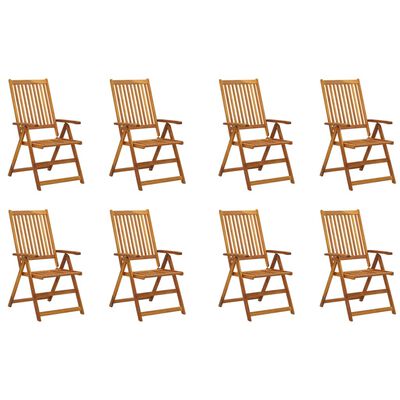 vidaXL Folding Garden Chairs with Cushions 8 pcs Solid Wood Acacia