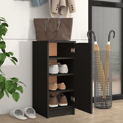 vidaXL Shoe Cabinet Black 30x35x70 cm Engineered Wood