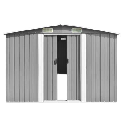 vidaXL Garden Shed 257x489x181 cm Metal Grey