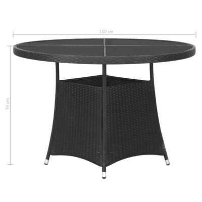 vidaXL 7 Piece Garden Dining Set Poly Rattan Black