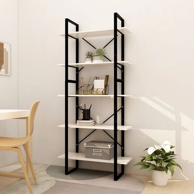 vidaXL 5-Tier Book Cabinet White 80x30x175 cm Pinewood