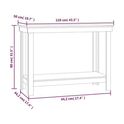 vidaXL Work Bench 110x50x80 cm Solid Wood Pine