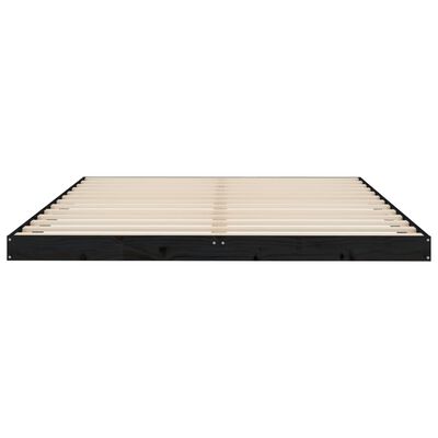 vidaXL Bed Frame without Mattress Black 150x200 cm King Size Solid Wood Pine