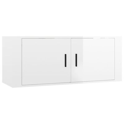 vidaXL Wall Mounted TV Cabinet High Gloss White 100x34.5x40 cm