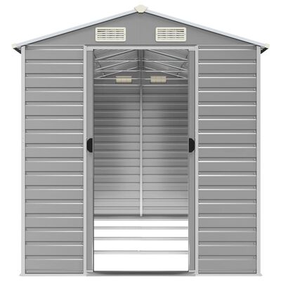 vidaXL Garden Shed Light Grey 191x385x198 cm Galvanised Steel