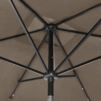 vidaXL Garden Parasol with LEDs and Steel Pole Taupe 2x3 m