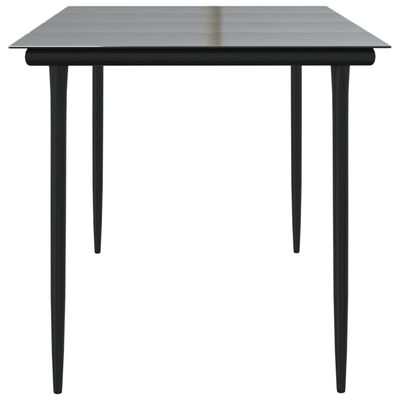 vidaXL Garden Dining Table Black 160x80x74cm Steel and Tempered Glass