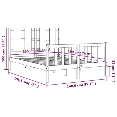 vidaXL Bed Frame without Mattress Double Solid Wood Pine