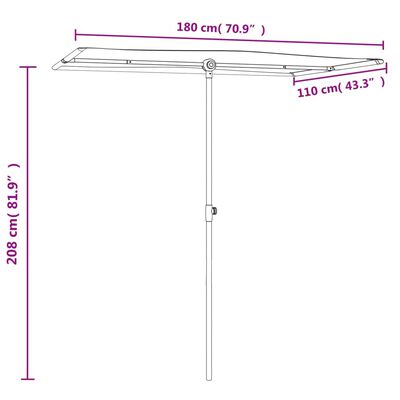 vidaXL Garden Parasol with Aluminium Pole 180x110 cm Taupe