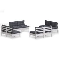 vidaXL 8 Piece Garden Lounge Set with Anthracite Cushions Pinewood