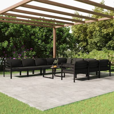 vidaXL 11 Piece Garden Lounge Set with Cushions Aluminium Anthracite