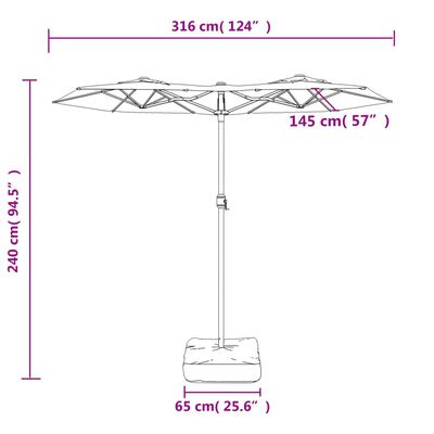 vidaXL Double-Head Garden Parasol Terracotta 316x240 cm