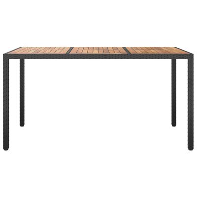 vidaXL Garden Table 150x90x75 cm Poly Rattan and Acacia Wood Black