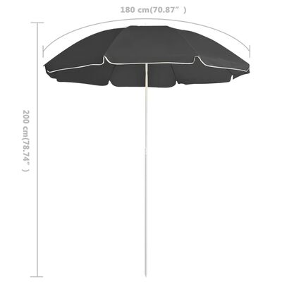 vidaXL Garden Parasol with Steel Pole Anthracite 180 cm