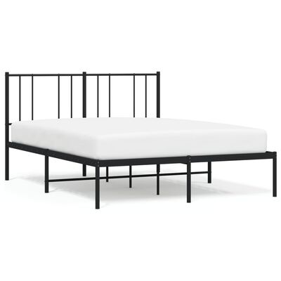 vidaXL Metal Bed Frame without Mattress with Headboard Black 135x190 cm Double