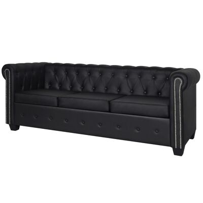 vidaXL Chesterfield 2-Seater and 3-Seater Artificial Leather Black