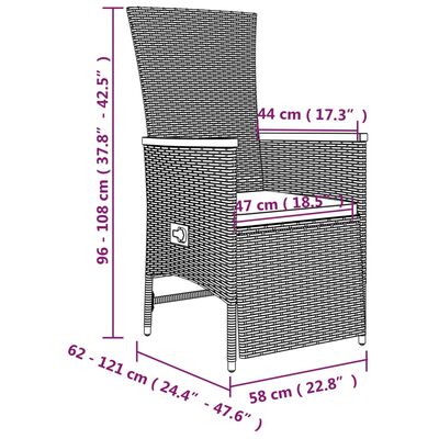 vidaXL 7 Piece Garden Dining Set with Cushions Grey Poly Rattan