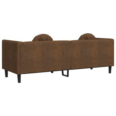 vidaXL Sofa with Cushions 3-Seater Brown Faux Suede Leather