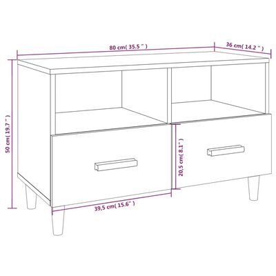 vidaXL TV Cabinet White 80x36x50 cm Engineered Wood