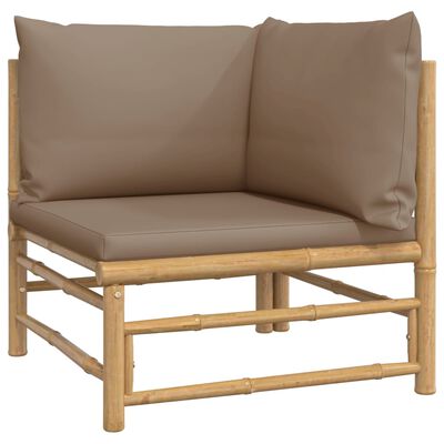 vidaXL 4 Piece Garden Lounge Set with Taupe Cushions Bamboo