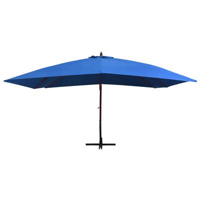 vidaXL Hanging Garden Parasol with Wooden Pole 400x300 cm Blue