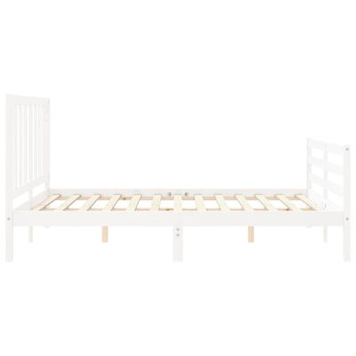 vidaXL Bed Frame with Headboard White King Size Solid Wood