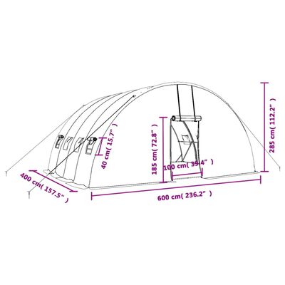 vidaXL Greenhouse with Steel Frame Green 24 m² 6x4x2.85 m