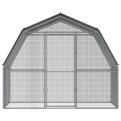 vidaXL Chicken Cage with Roof and Door Silver Galvanised Steel