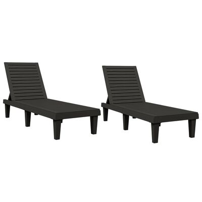 vidaXL Sun Loungers 2 pcs Black 155x58x83 cm Polypropylene