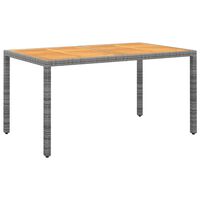 vidaXL Garden Table 150x90x75 cm Acacia Wood and Poly Rattan Grey
