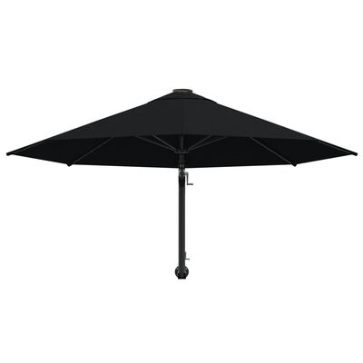 vidaXL Wall-Mounted Garden Parasol with Metal Pole 300 cm Black