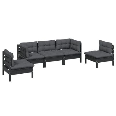 vidaXL 5 Piece Garden Lounge Set with Cushions Solid Pinewood