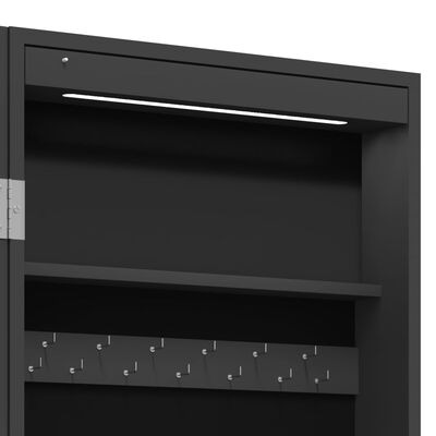 vidaXL Mirror Jewellery Cabinet with LED Lights Free Standing Black