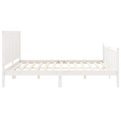 vidaXL Bed Frame with Headboard White Super King Size Solid Wood