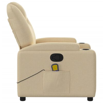 vidaXL Massage Recliner Chair Cream Fabric