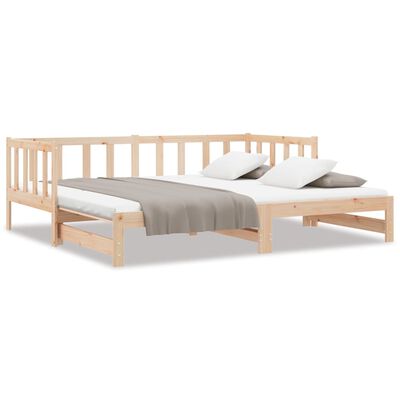 vidaXL Day Bed with Trundle without Mattress 90x190 cm Single Solid Wood