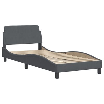 vidaXL Bed Frame with LED without Mattress Dark Grey 90x190 cm Velvet