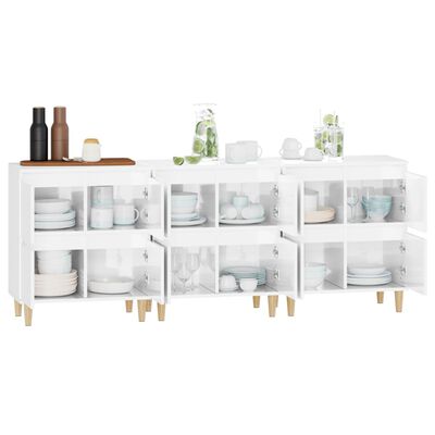 vidaXL Sideboards 3 pcs High Gloss White 60x35x70 cm Engineered Wood