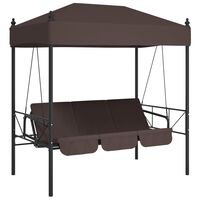 vidaXL Garden Swing Bench with Canopy Coffee Brown Steel
