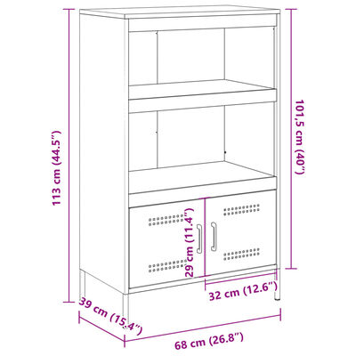 vidaXL Highboard Black 68x39x113 cm Steel