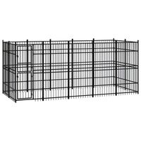 vidaXL Outdoor Dog Kennel Steel 9.22 m²