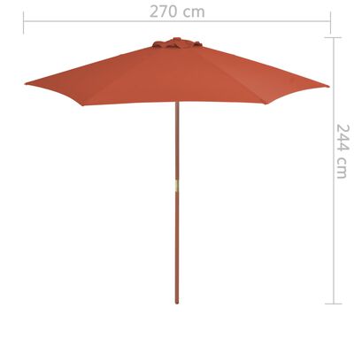 vidaXL Garden Parasol with Wooden Pole 270 cm Terracotta