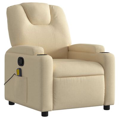 vidaXL Massage Recliner Chair Cream Fabric